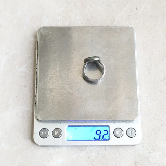 Vintage Sterling Silver Ring Turquoise Green 8.5 - Picture 11 of 13